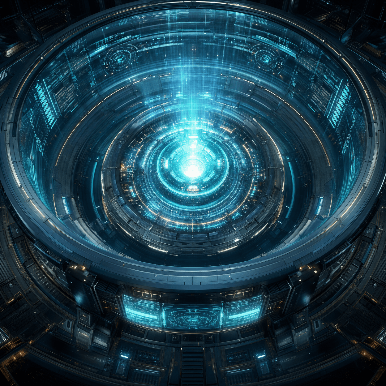 Luminous energy core representing a measured electrical event entering a digital system